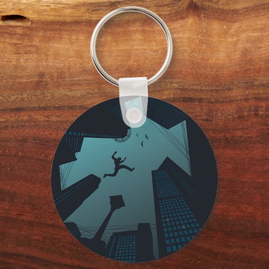カッコいいPARKOURグラフィッ10代のクス建物ルーフジャンプ キーホルダー (正面)