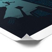 カッコいいPARKOURグラフィッ10代のクス建物ルーフジャンプ ポスター (角)