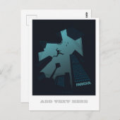 カッコいいPARKOURグラフィッ10代のクス建物ルーフジャンプ ポストカード (正面/裏面)