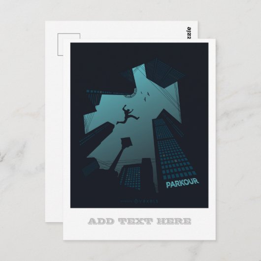 カッコいいPARKOURグラフィッ10代のクス建物ルーフジャンプ ポストカード (正面/裏面)