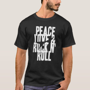 カッコいいPEACE LOVE & ROCK N'プレゼ転がント Tシャツ