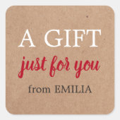 カッコいいPrinted Kraft紙ミニマルJust for you Gift スクエアシール (正面)