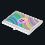 カッコいいRainbow Waves Monogram  名刺入れ<br><div class="desc">モノグラ数々のムを含む色モダンの波。</div>