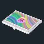 カッコいいRainbow Waves Monogram  名刺入れ<br><div class="desc">モノグラ数々のムを含む色モダンの波。</div>
