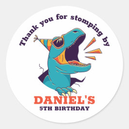 カッコいいTレックス漫画恐竜子供の誕生日パーティー ラウンドシール