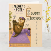 カッコイイラカスミソウ色の誕生日おめでとうグッズ Boat Pose カード (黄色い花)