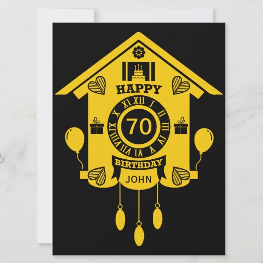 カッコウ時計タイムハッピー70誕生日 カード (正面)