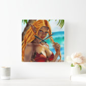 カッシャアットザビーチ スクエア壁時計 (ホーム)