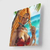 カッシャアットザビーチ スクエア壁時計 (傾斜)