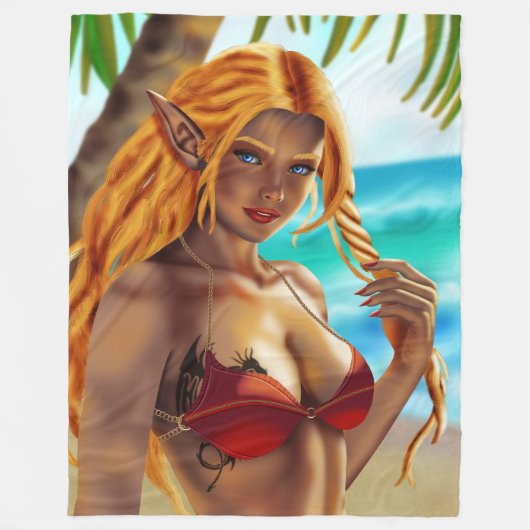 カッシャアットザビーチ フリースブランケット (正面)