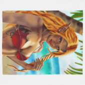 カッシャアットザビーチ フリースブランケット (正面(横))