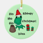 カッシーのかわいいクリスマスカエル セラミックオーナメント (正面)