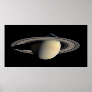カッシーニが捉えた太陽光に照らされた土星のガス巨大惑星 ポスター