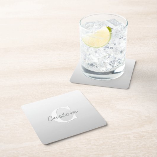 カッシー名またはその他の文字（モノグラム付き） | グラデーション スクエアペーパーコースター (インサイチュ)