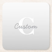 カッシー名またはその他の文字（モノグラム付き） | グラデーション スクエアペーパーコースター (正面)