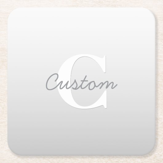 カッシー名またはその他の文字（モノグラム付き） | グラデーション スクエアペーパーコースター (正面)