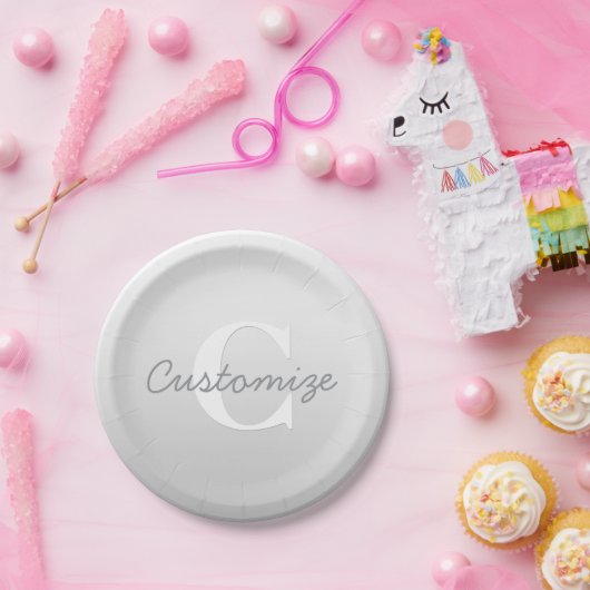 カッシー名またはその他の文字（モノグラム付き） | グラデーション ペーパープレート (パーティー)
