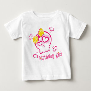 カッシー芸術的スカルガール誕生日デザイン ベビーTシャツ