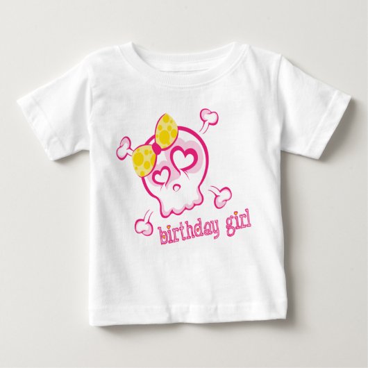 カッシー芸術的スカルガール誕生日デザイン ベビーTシャツ (正面)