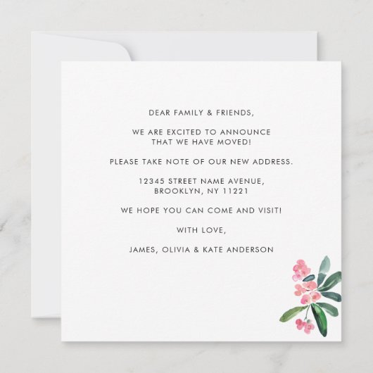 カッティモダン砂漠の植物の引っ越しました移動 案内状 (裏面)