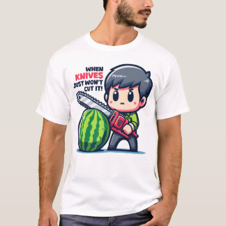 カッティングスイカ – メロンチェーンソー Tシャツ