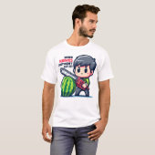 カッティングスイカ – メロンチェーンソー Tシャツ (正面フル)