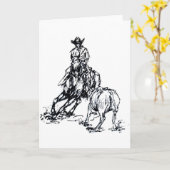 カッティングホースウエスタンスケッチデザイン カード (黄色い花)