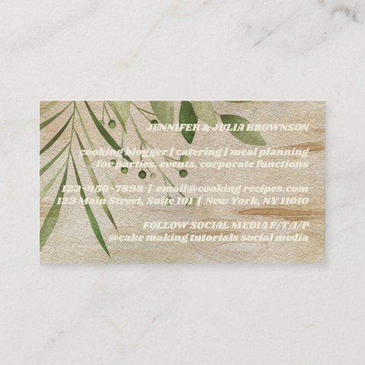 カッティングボード素朴料理バニラクリームアイボリー 名刺 (裏面)