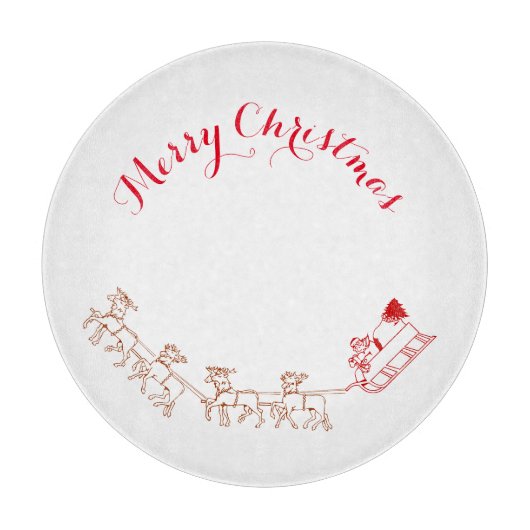 カッティングボード – サンタと彼のそり (正面)