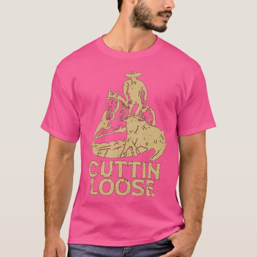 カッティンルーズ西馬乗馬カウボーイカット大好き Tシャツ (正面)