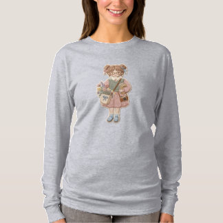 カッテジコア ガール ロングスリーブTシャツ, Tシャツ