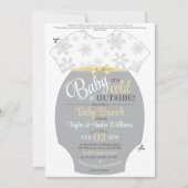 カットあなた自身のベビーボディスーツ黄色のスノーフレークのシャワー 招待状 (正面)