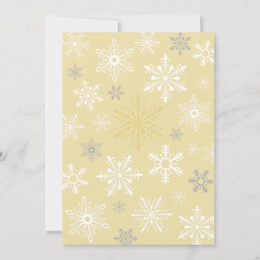 カットあなた自身のベビーボディスーツ黄色のスノーフレークのシャワー 招待状 (裏面)