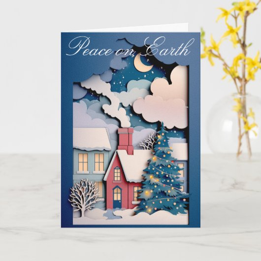 カットお洒落紙デザイン付きクリスマスカード カード (黄色い花)