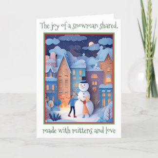 カットお洒落紙デザイン付きクリスマスカード サンキューカード