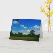 カットされた干し草フィールドの上の青い空 カード (黄色い花)