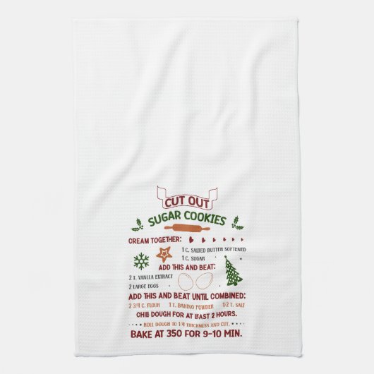 カットアウトシュガークッキーレシピクリスマス キッチンタオル (縦)