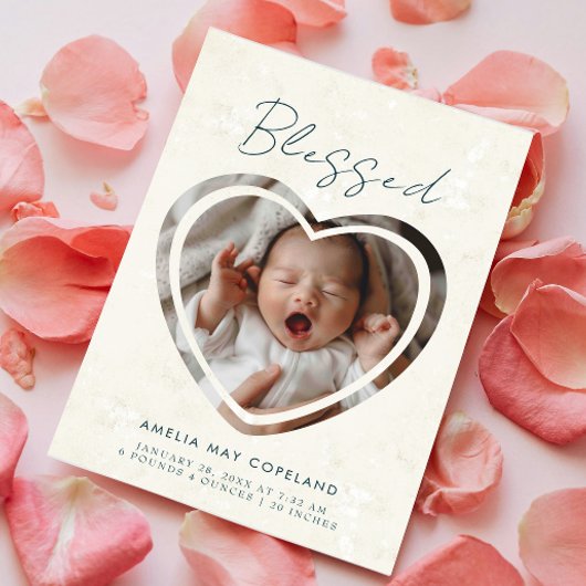 カットアウトモダンベビーフォト誕生 案内状