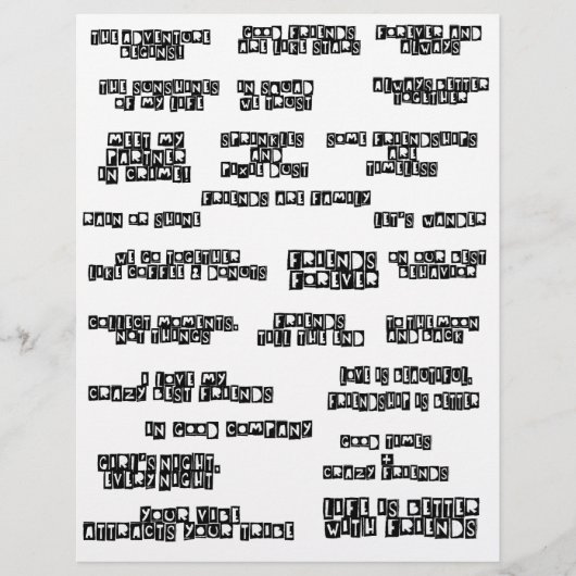 カットアウト単語ラブフレンドシップスクラップブック引用文 (正面)