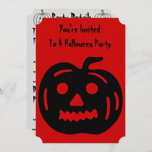 カットアウト顔付き面白いハロウィーンカボチャ 招待状 (正面/裏面)