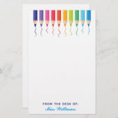 カットカスタムスクール先生レインボ芸術的ー 便箋 (正面/裏面)