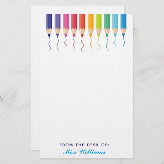 カットカスタムスクール先生レインボ芸術的ー 便箋 (正面/裏面)