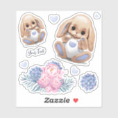 カットカスタムビニールステッカーかわいいプラッシュなバニー。 シール (シート)