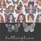 カットカスタムビニールステッカー蝶の女性。Aである シール (正面)