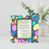 カットガラスモザイクグリーンアクセント結婚式招待状 招待状 (スタンド正面)