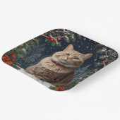 カットクリスマス子猫の休日の緑 ペーパープレート (傾斜あり)