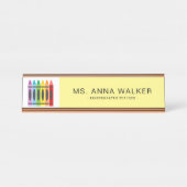 カットクレカラフルヨンズ幼稚園先生 デスクネームプレート (正面)