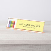 カットクレカラフルヨンズ幼稚園先生 デスクネームプレート (正面)