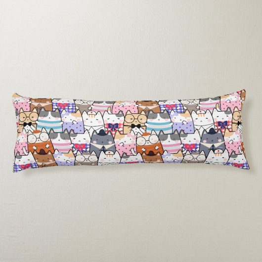 カットシームレスパターン猫体枕 ボディピロー (裏面)