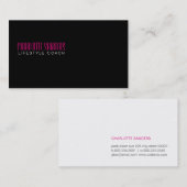 カットタイプフェース(ホットピンク)黒の背景 名刺 (正面/裏面)